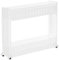 Amazon Brand  Solimo Plastic Rolling Storage Rack | 2Tiered Shelf SlideOut Organizer | For Kitchen, Bathroom, Pantry & Utilit