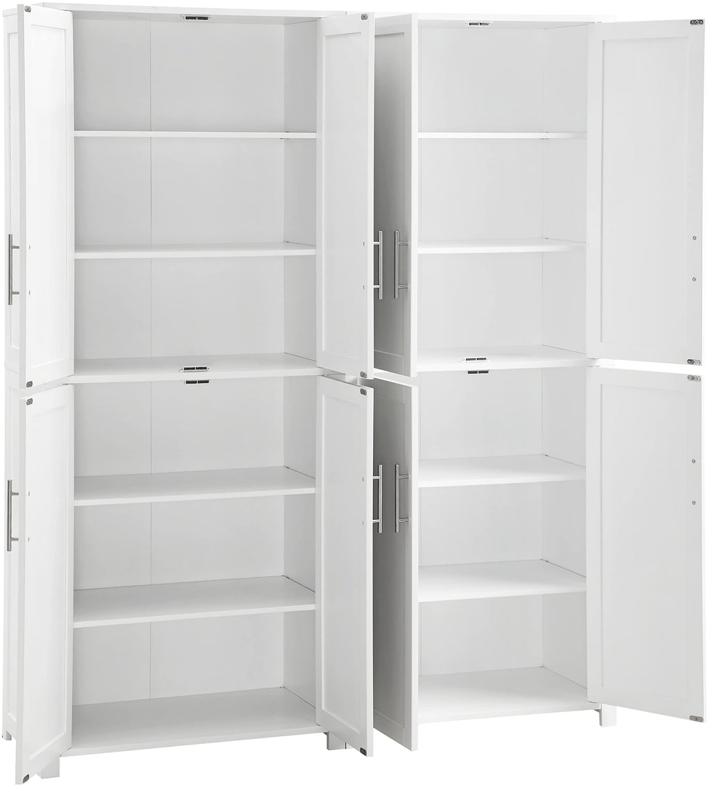 Crosley Furniture Savannah 2-Piece Pantry Storage Cabinet Set with Shelves, Kitchen, Dining, or Laundry Room, White