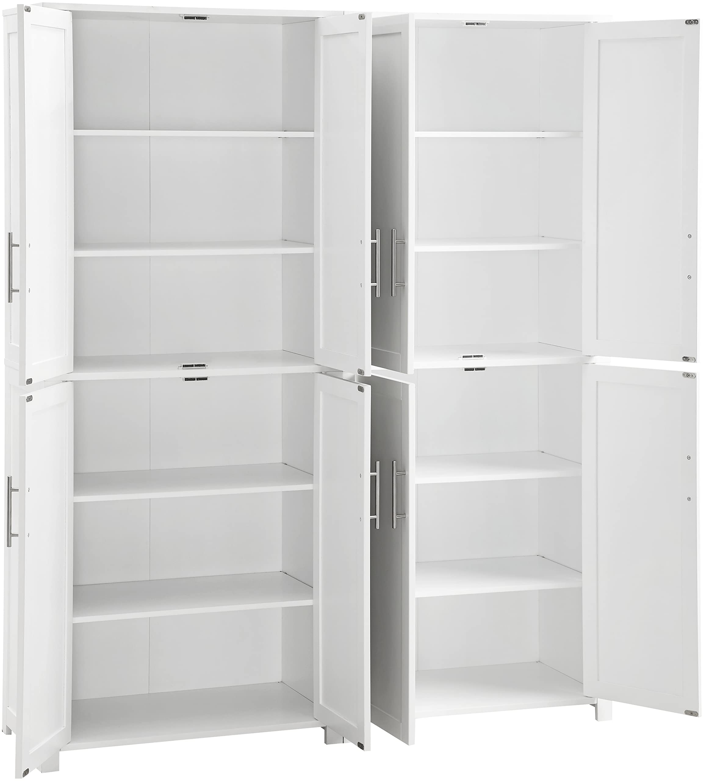 Crosley Furniture Savannah 2-Piece Pantry Storage Cabinet Set with Shelves, Kitchen, Dining, or Laundry Room, White