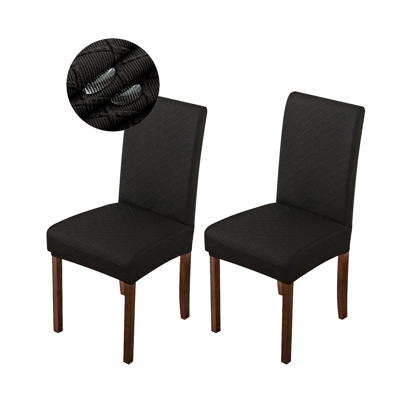 Genina Waterproof Chair Covers For Dining Room Dining Chair Covers Kitchen Parsons Chair Covers (Black, 2 Pcs)