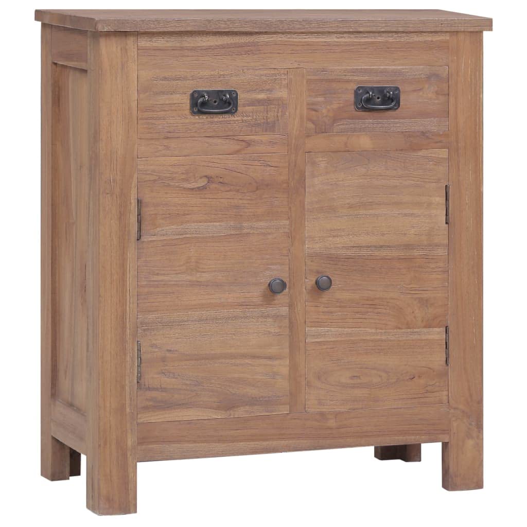 vidaXL Colonial Style Sideboard, Solid Teak Wood, 25.6&quot;x11.8&quot;x29.5&quot; with 2 Drawers, 2 Doors, Hardwood Top, Polished, Painted and Lacquered, Assembly Required