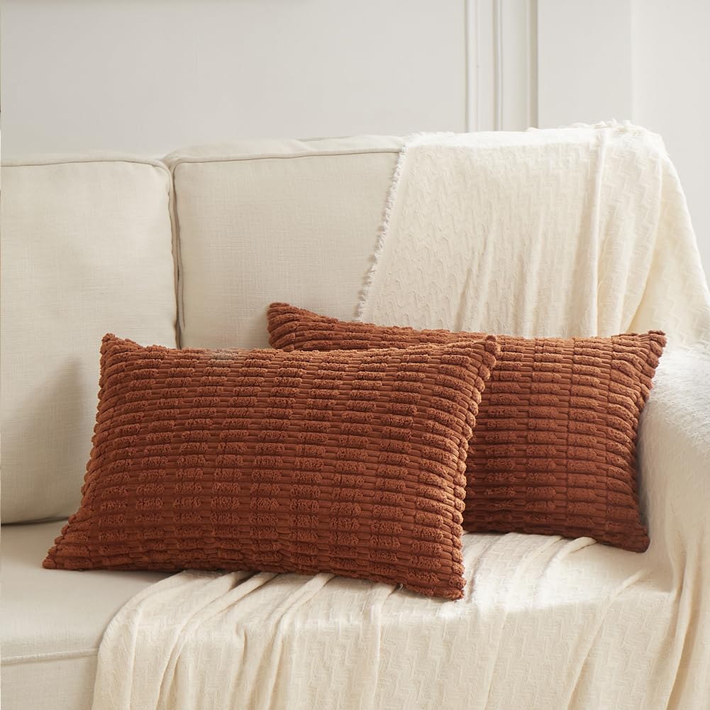 Fancy Homi 2 Packs Rust Decorative Throw Pillow Covers 12X24 Inch For Living Room Couch Bed Sofa, Rustic Farmhouse Boho Home Dec