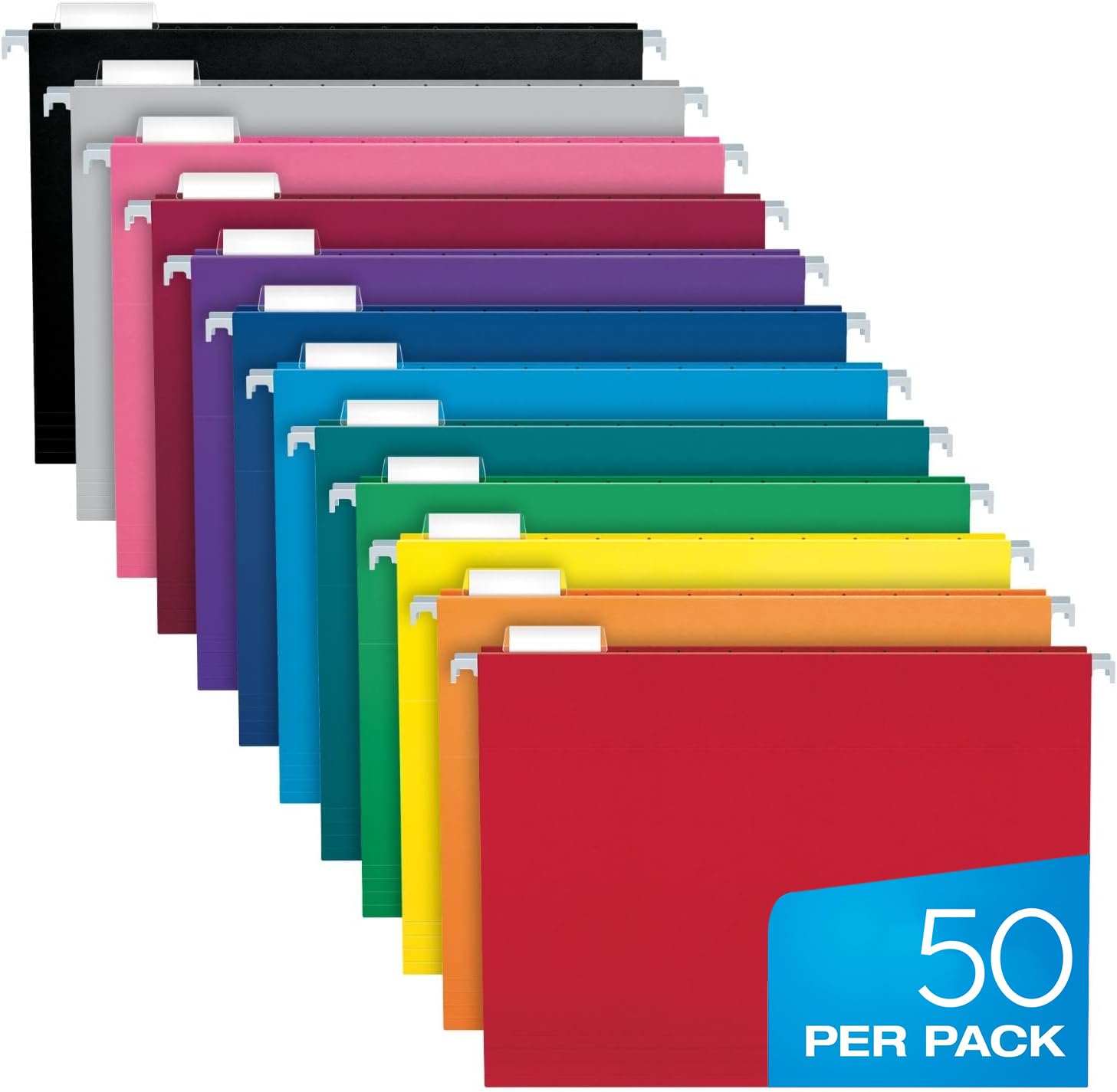 Pendaflex Hanging File Folders, 50 Pack Of Hanging File Folders Letter Size With 1/5 Cut Adjustable Tabs, 8.5 X 11 File Folders,