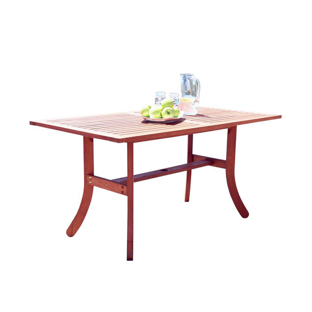 VIFAH Malibu Outdoor Atlantic Rectangular Table with Curved Legs