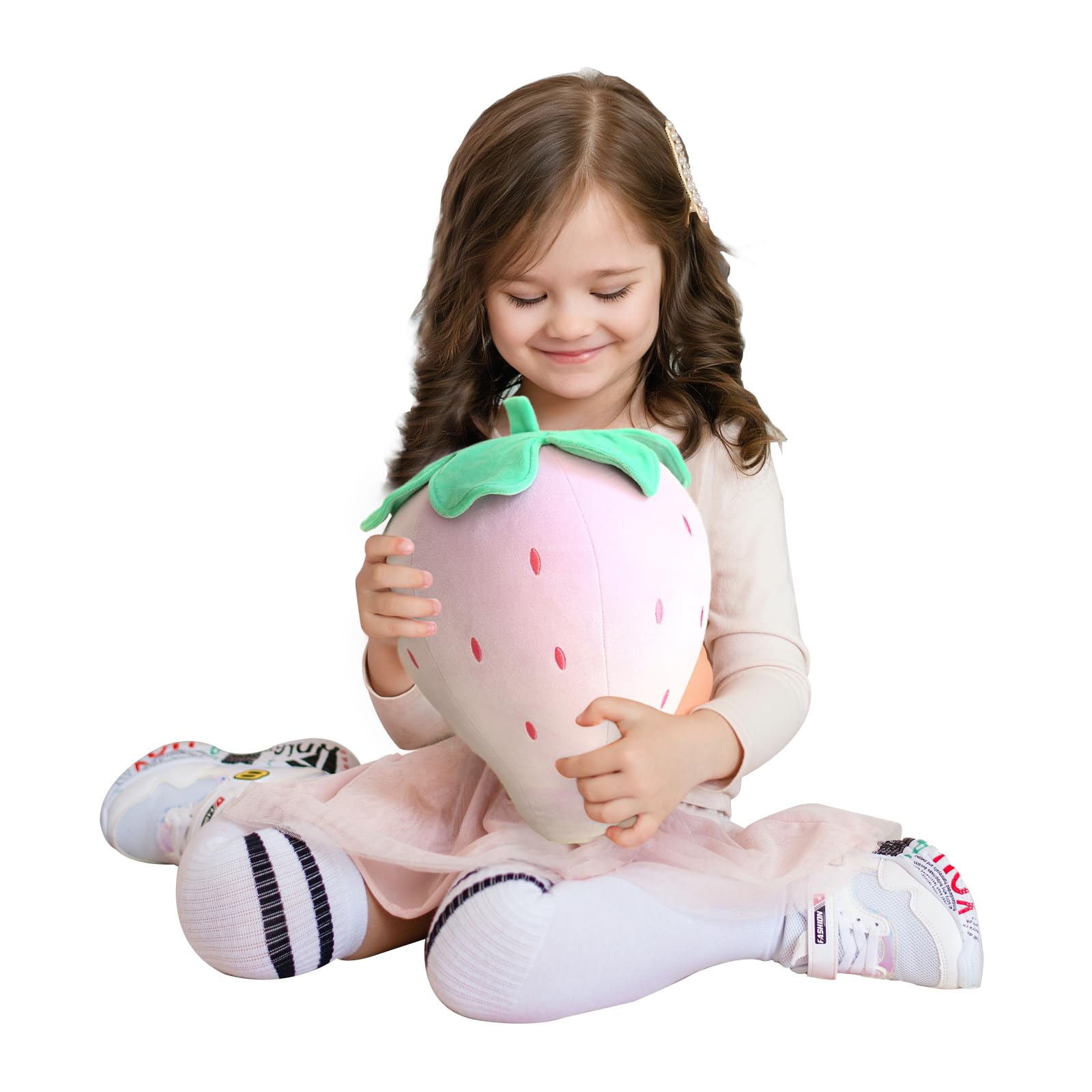 Cute Fruit Kids Pillow Stuffed Strawberry Plush Pillows Super Soft Girls Pillows Cushion Seat for Kids Toys (Purple,13.7'/35cm)