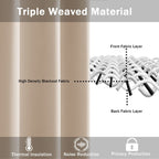Jiuzhen Beige Blackout Curtains With Tiebacks - Thermal Insulated, Light Blocking And Noise Reducing Grommet Curtains For Bedroom And Living Room, Set Of 2 Window Curtain Panels, 60 X 72 Inch Length