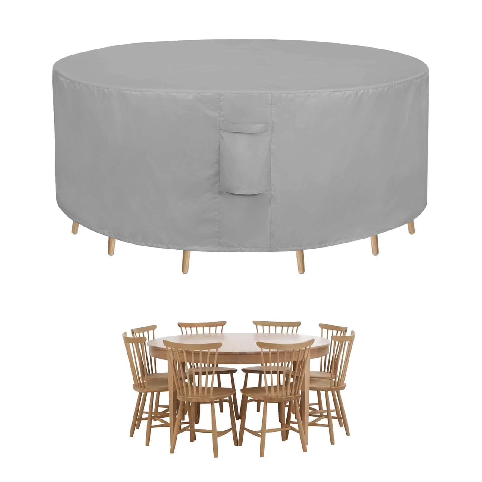 Easy-Going Round Patio Furniture Cover Waterproof Outdoor Dining Table And Chair Cover Anti-Uv Outside Sectional Sofa Set Covers (84'Dia X 28'H, Grey)