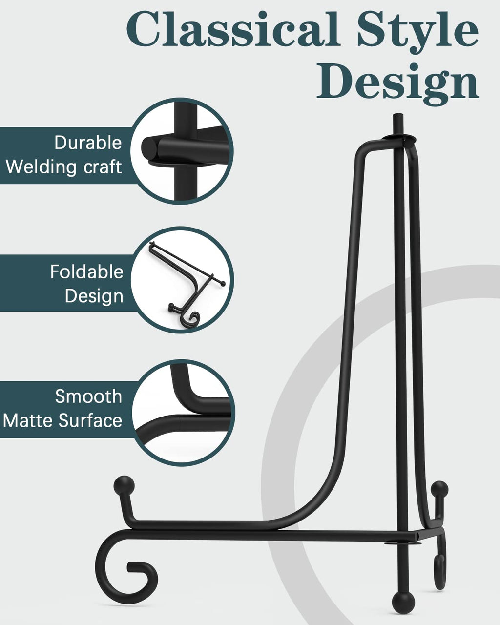 Iron Display Stand 5 Packs, 10 Inches Plate Stand Picture Stand Photo Stand For Display, Black Foldable Easel Stand Holder For P