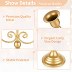 Nuptio Candlestick Holders Candelabras Gold Candle Stick Stands 2 Pcs Metal Candelabra Centerpieces Candlestick Holders For Tape