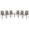 Vicllax Patio Stackable Dining Chairs Set For 6, Outdoor Metal Frame Dining Chairs For Front Porch Backyard Garden And Deck, Bro