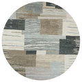 Rizzy Home Alora Decor Napoli 10' Round Block Neutral/Ivory Hand-Tufted Area Rug