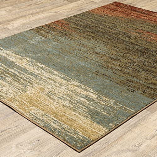 HomeRoots Polypropylene 3’x5’ Blue and Brown Distressed Area Rug