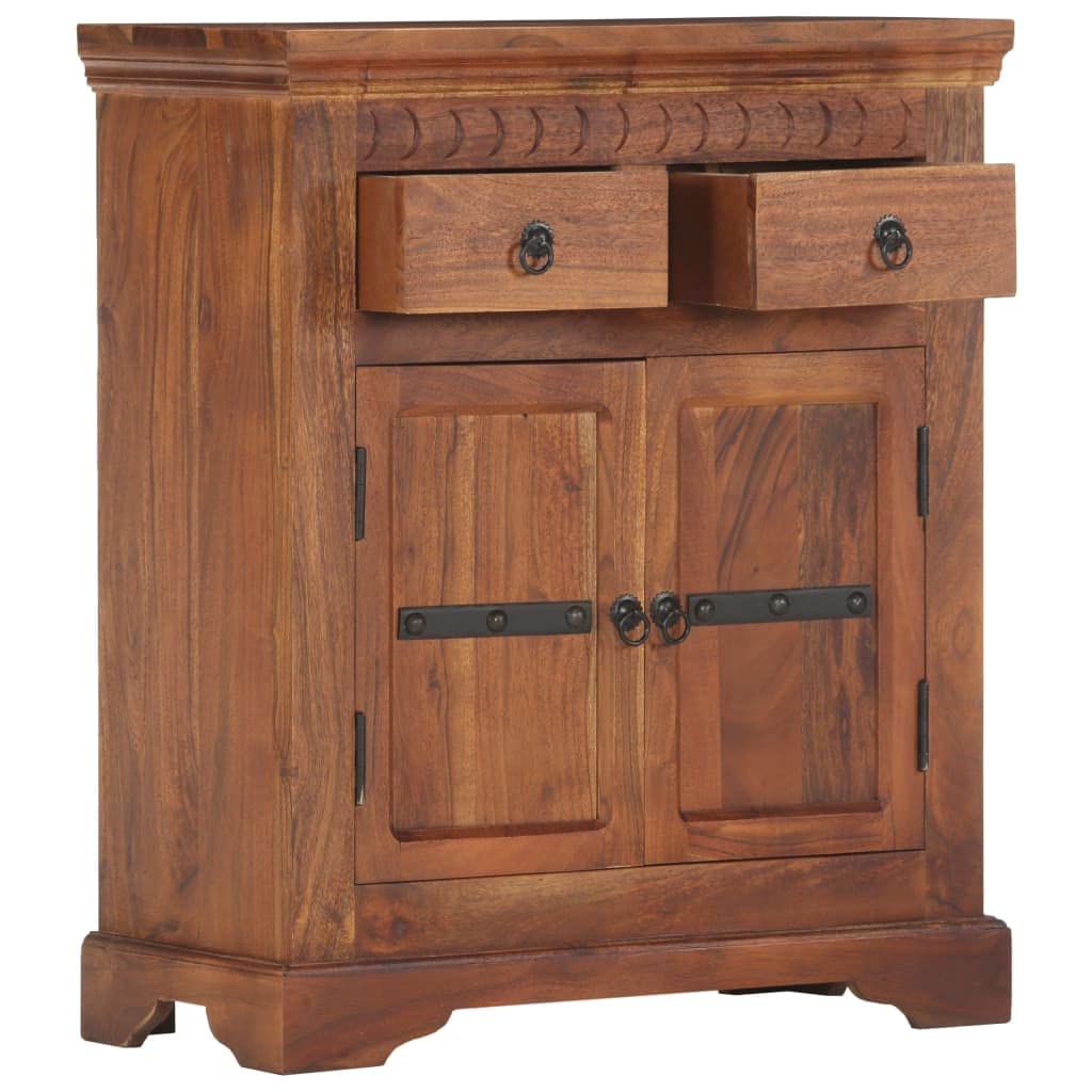 vidaXL Rustic Sideboard - Solid Acacia Wood - Brown - Two Doors and Two Drawers - Farmhouse Style - 24.8&quot;x11.8&quot;x29.5&quot;