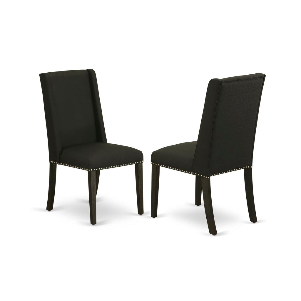 East West Furniture V627Fl624-6 6 Piece Dining Room Table Set Contains A Rectangle Kitchen Table With V-Legs And 4 Black Linen Fabric Parson Chairs With A Bench, 40X72 Inch, Multi-Color