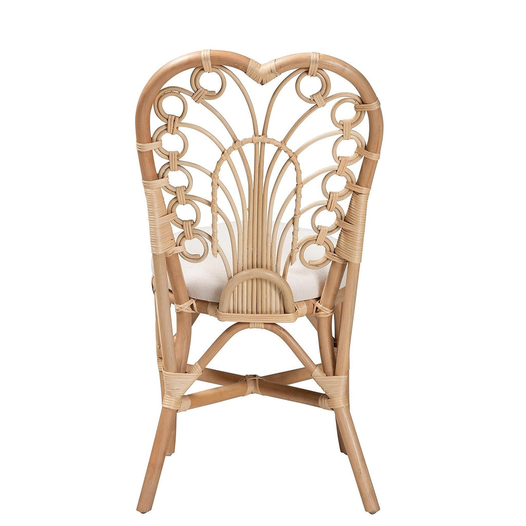 Baxton Studio Jerica Bohemian Rattan Dining Chair, White/Natural Brown (232-13224-HiT)