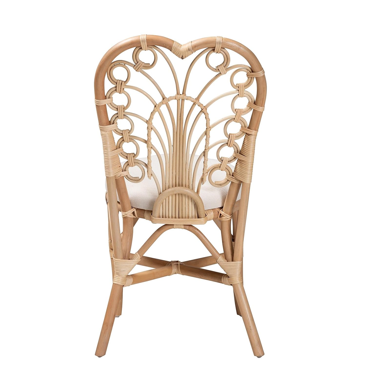 Baxton Studio Jerica Bohemian Rattan Dining Chair, White/Natural Brown (232-13224-HiT)