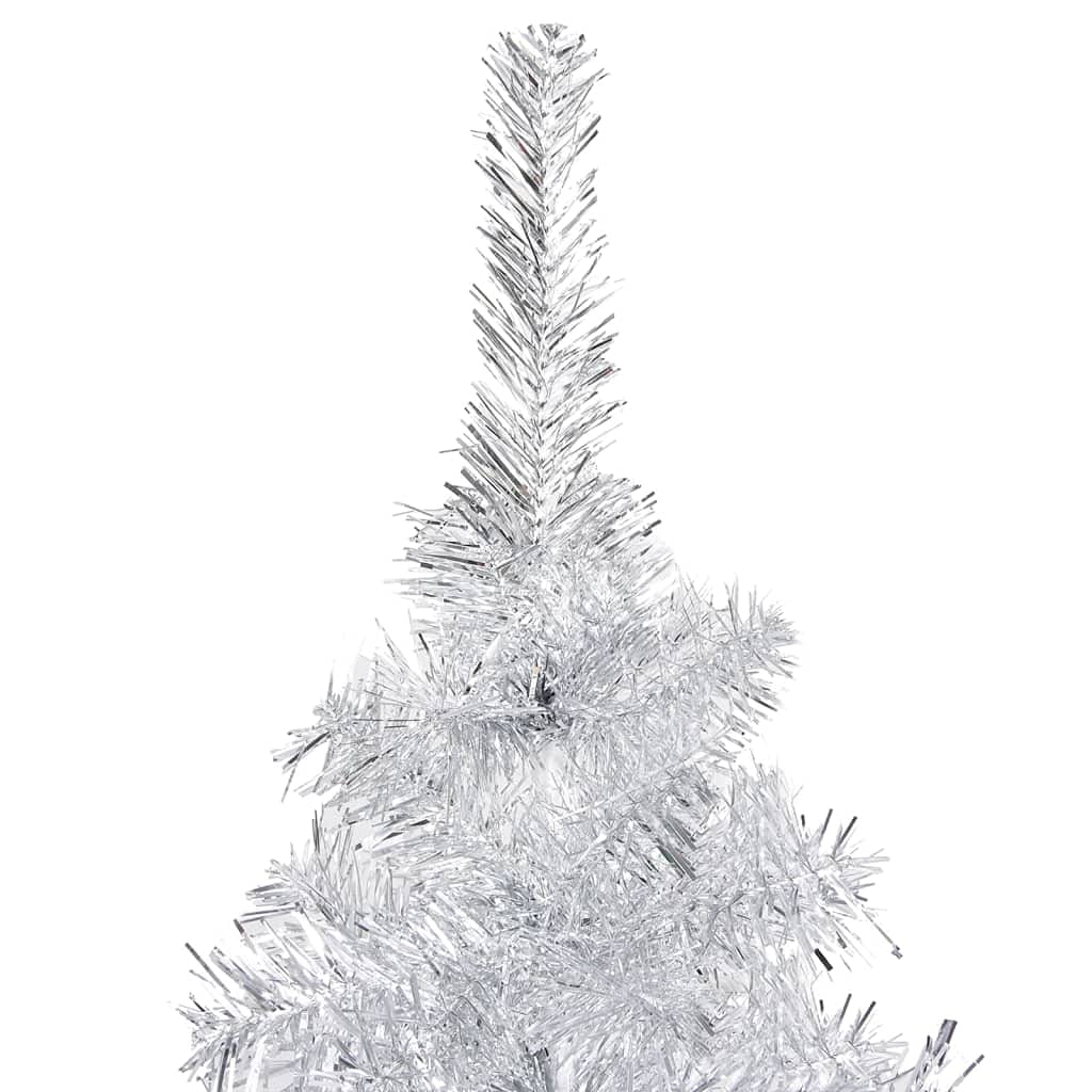 Vidaxl Silver Artificial Christmas Tree - Two-Tone Ornament Balls, Energy-Efficient Led Lights, Sturdy Steel Stand, 47.2-Inch, Pet Material