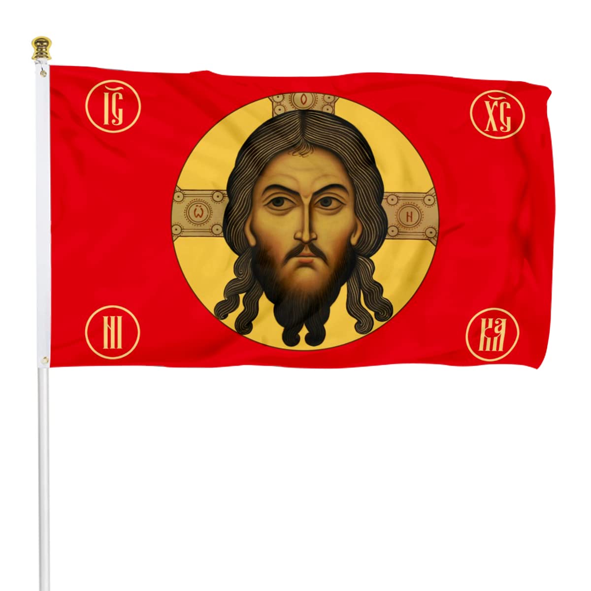 Fyon Jesus Imperial Gonfalon Christ Religion Faith Face Imperial Russian Flag Indoor And Outdoor Banner (3X5Ft)