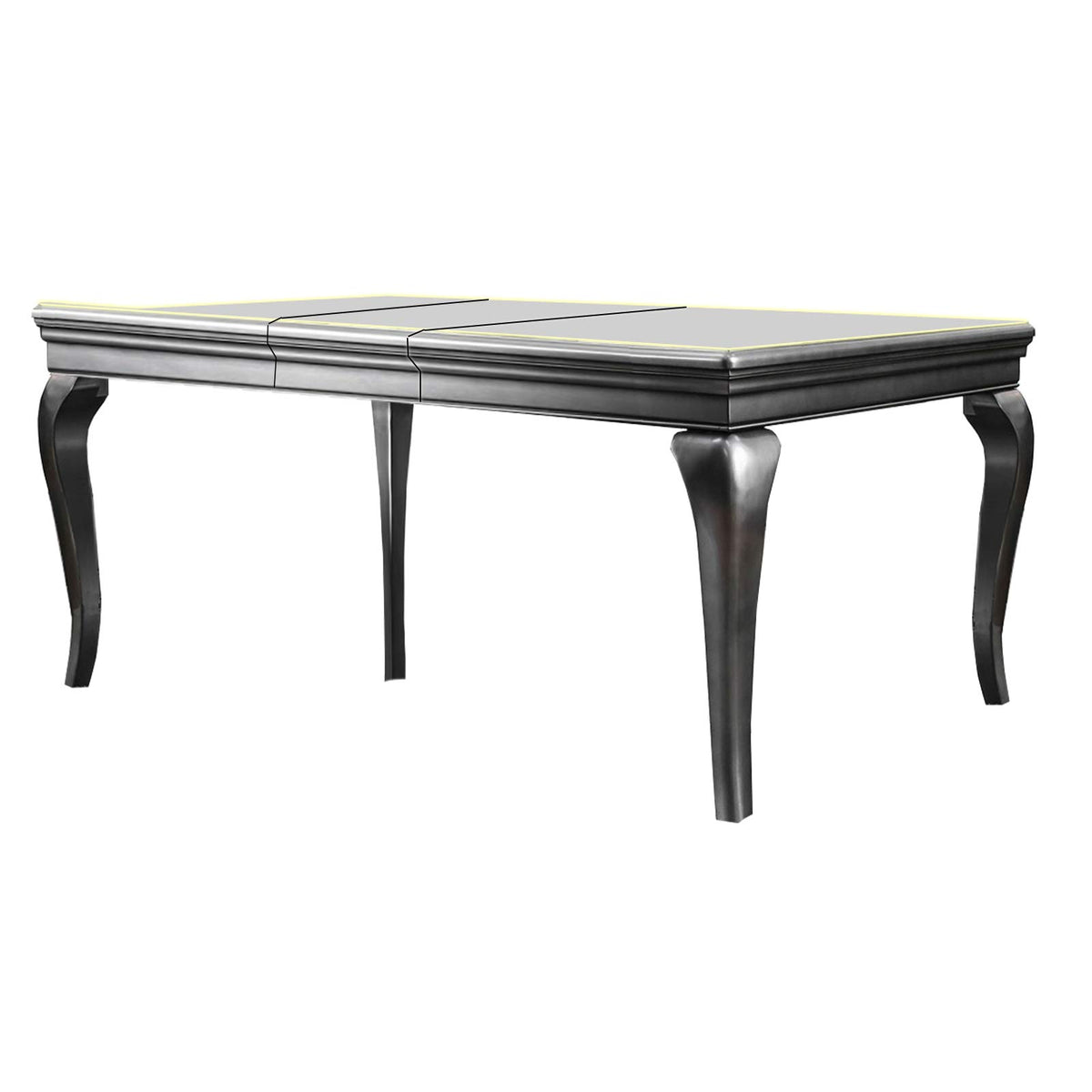 Benjara, Gray And Silver Wood And Mirror Dining Table With Extendable Leaf