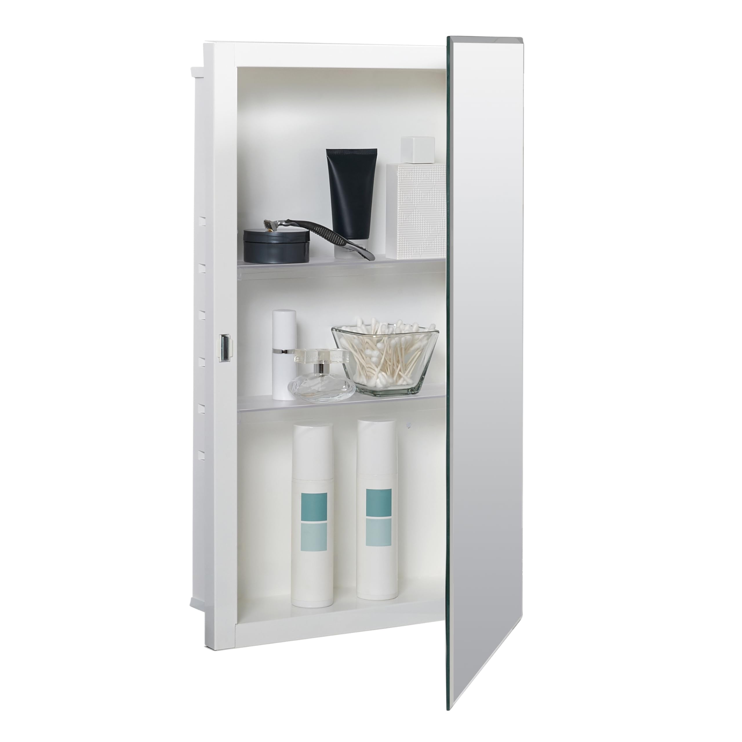 Zenna Home Medicine Cabinet With 2 Adjustable Shelves, 16' X 26' Inches - Frameless Bathroom Mirror Cabinet With Steel Body -