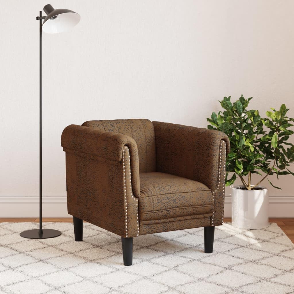 vidaXL Brown Velvet Accent Chair - Upholstered Sofa Seat for Living Room/Bedroom, Modern Design, Padded Armchair, 31.5" x 30.3" x 29.1"