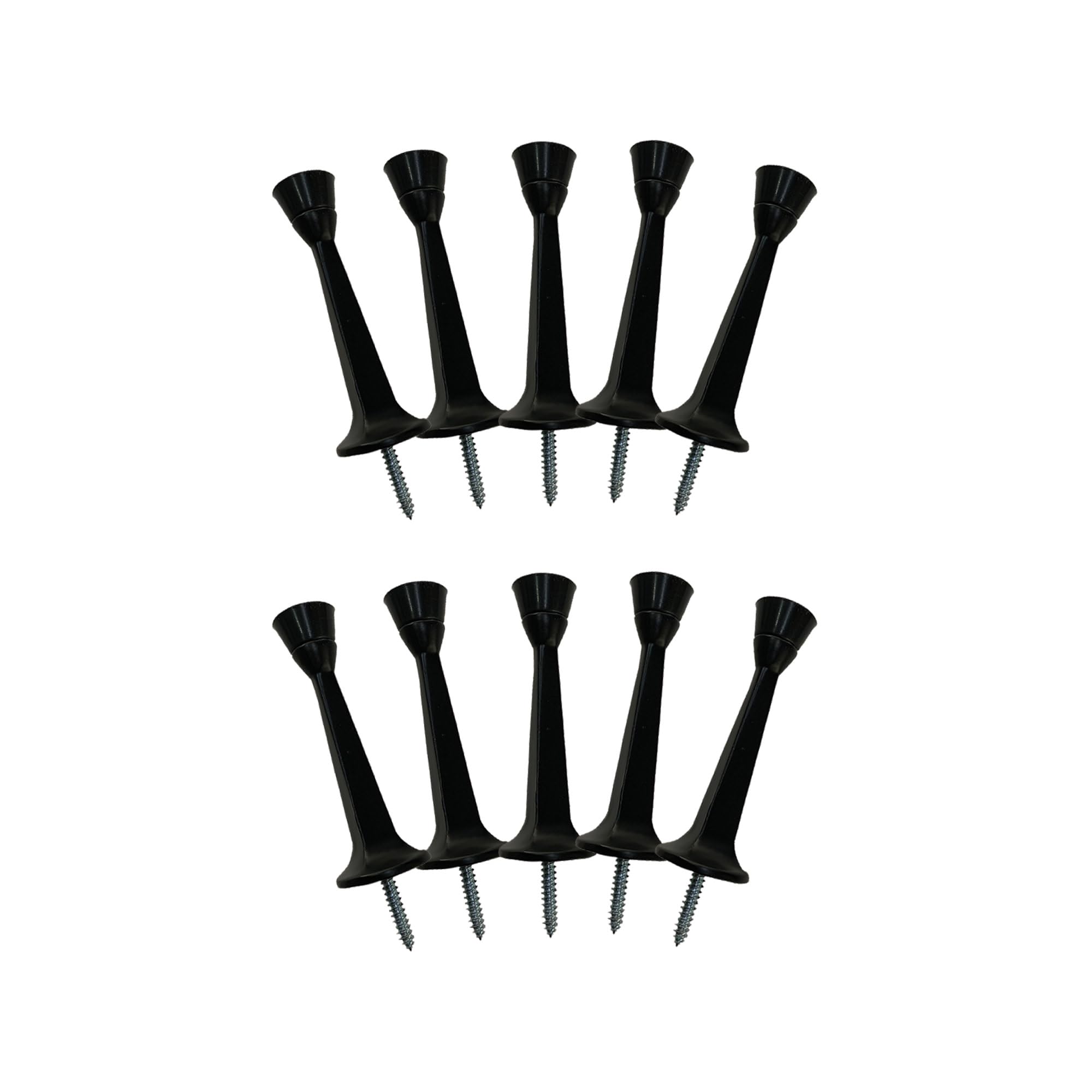 Door Stop Wall Protector With Rubber Tip, Design House Matte Black Solid Steel Cast Door Stoppers, 10-Pack, 189043