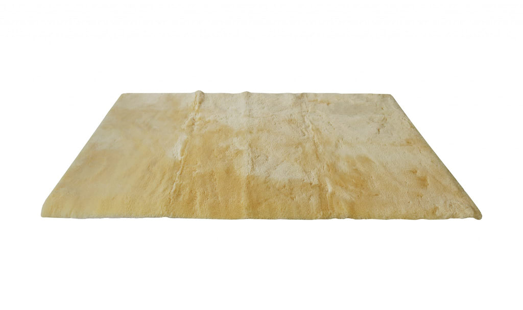 HomeRoots 2' X 5' Green Natural Off White Medical Grade Double Sheepskin Throw Blanket