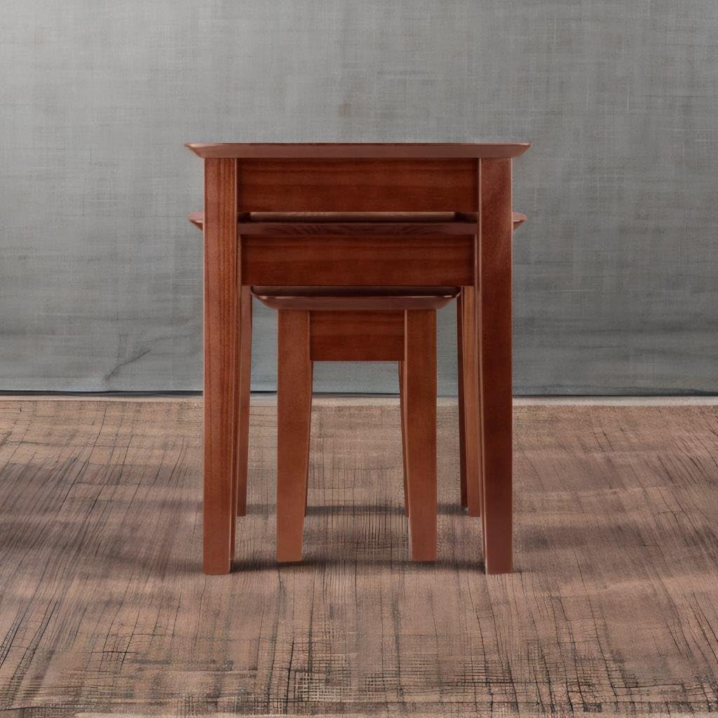 Ergode Walnut Nesting Tables Set - Modern Rectangular Design - Solid & Composite Wood - 3 Sizes: Large, Medium, Small - Easy Assembly - Versatile for Living Room, Bedroom, Office - Brown Finish