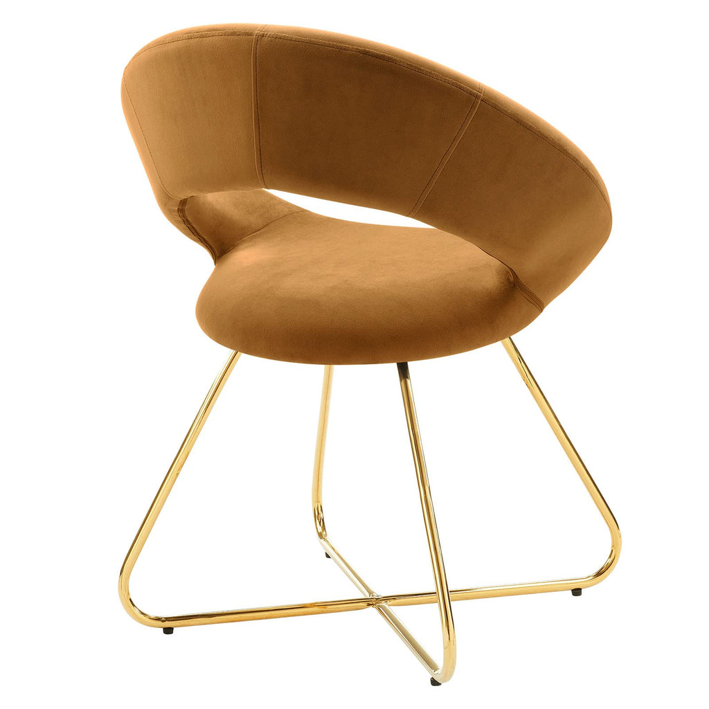 Modway Nouvelle 19&Quot; Velvet Dining Chairs In Gold/Cognac Brown (Set Of 2)