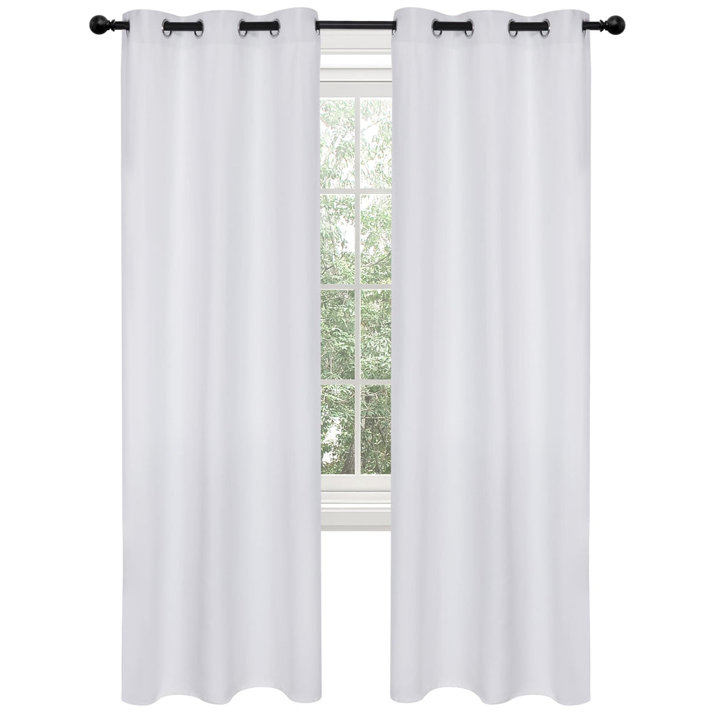 Deconovo Thermal Insulated Blackout Curtains Room Darkening & Energy Saving Solid Grommet Top Curtain Panels For Home Decor Bedroom Windows 2 Panels, Light Silver Grey, 42Wx84L In
