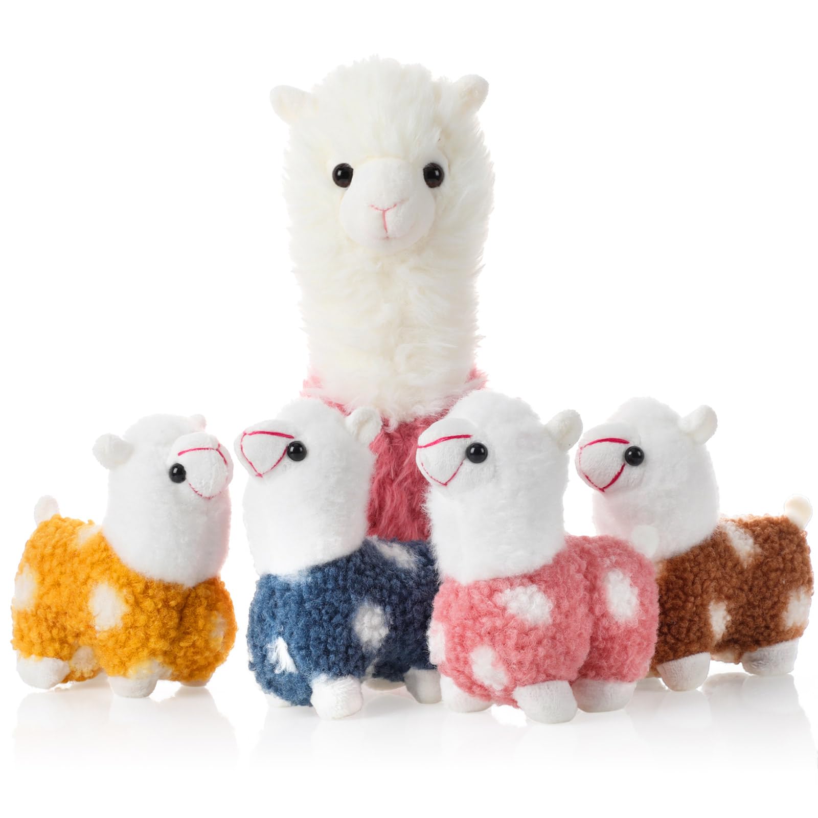 Civaner Llama Stuffed Animal with 4 Baby Llama Plushies Cute Alpaca Plush Set Soft Kawaii Alpaca Pillow for Kids Girls Birthday 