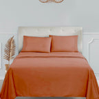 Clara Clark Bed Sheets, Premier 1800 Series 4 Piece Bed Sheet Set, Deep Pocket, Wrinkle, Fade, Stain Resistant, Luxury Soft Bedding Sheets & Pillowcases, Twin, Burnt Sienna