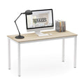 Teraves Computer desk/Dining Table Office Desk Sturdy Writing Workstation for Home Office (39.37, Beige + White Frame)