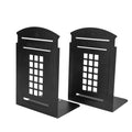 MerryNine 2pcs Book ends, Metal Bookends for Shlves, Telephone Booth Decorative Bookends, Non Skid Heavy Bookends, Book, Magazin