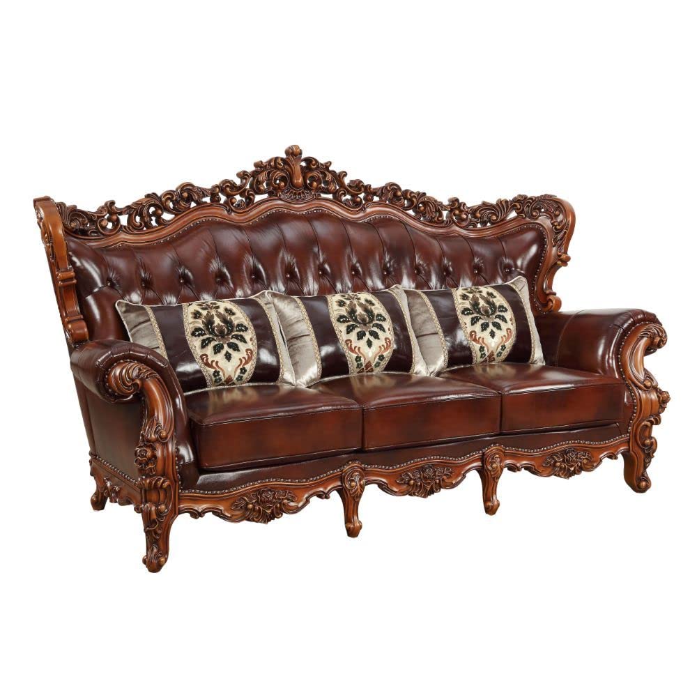 Acme Furniture Upholstered Sofas, Cherry and Walnut
