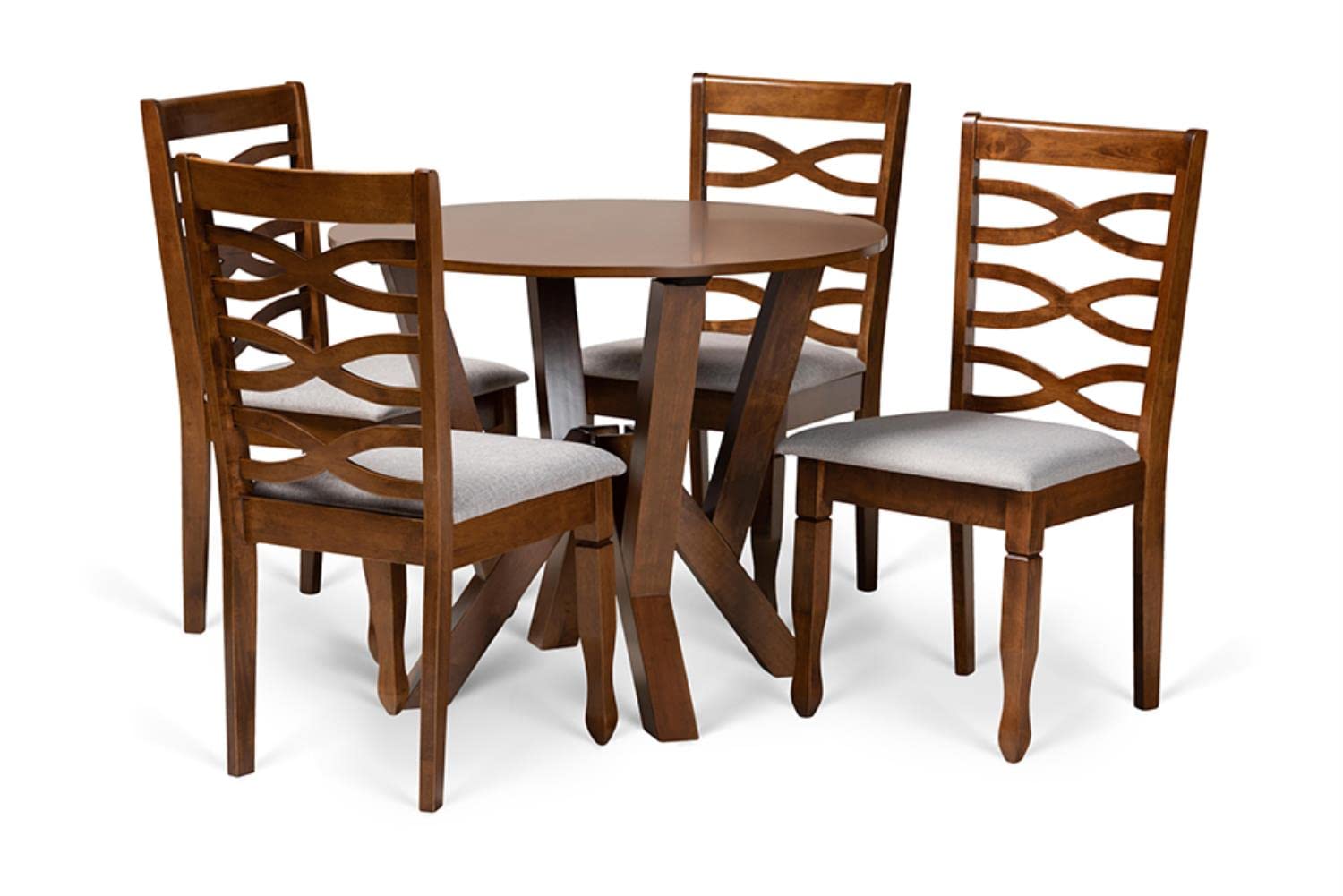 Baxton Studio Ariane Grey and Walnut Brown Finished Wood 5-Piece Dining Set