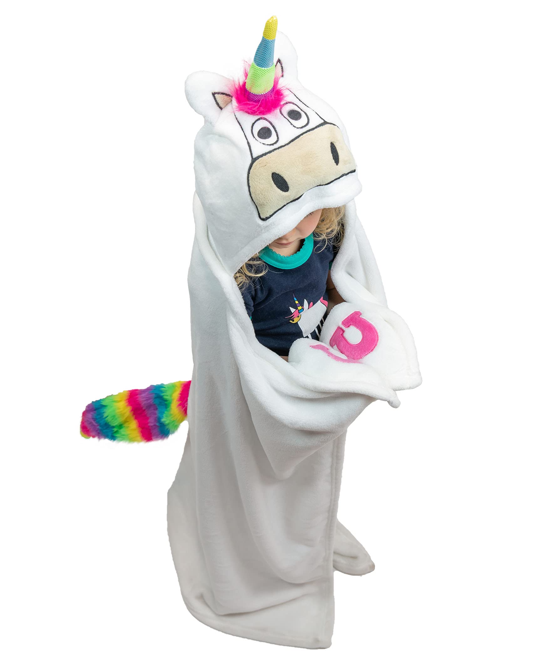 Lazy One Wearable Hooded Blanket For Kids, Animal Hooded Blanket (Unicorn Blanket)