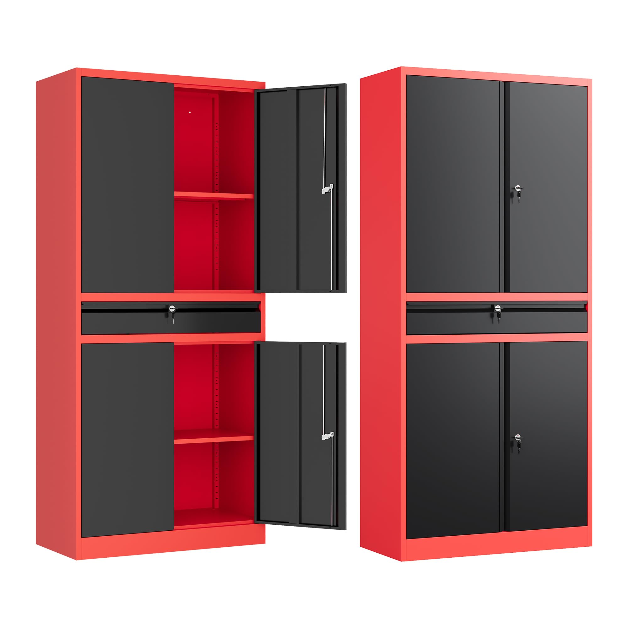 Letaya Metal Garage Storage Cabinet With Drawer,4 Door Tool Cabinet With Adjustable Shelves For Garage Home Office Utility Room