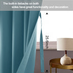 Jiuzhen Stone Blue Blackout Curtains With Tiebacks Thermal Insulated, Light Blocking And Noise Reducing Grommet Curtains For And Living Room, Set Of 2 Window Curtain Panels, 70 X 84 Inch Length
