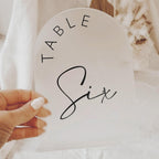 Jinmury Frosted Arch Wedding Table Numbers 1-15 With Stands, 5X7 Inch Frosted Arch Acrylic Sign With Black Letters, Frosted Arch