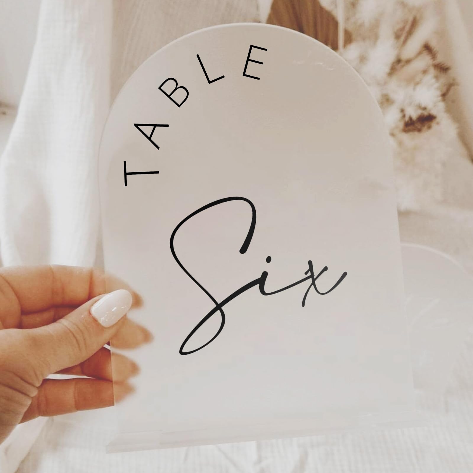 Jinmury Frosted Arch Wedding Table Numbers 1-15 With Stands, 5X7 Inch Frosted Arch Acrylic Sign With Black Letters, Frosted Arch