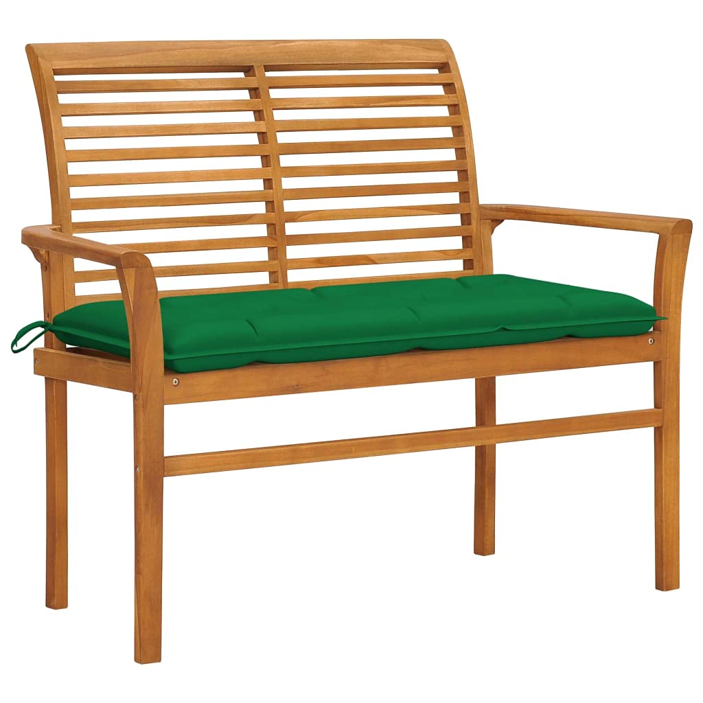 Solid Teak Patio Bench with Cushion