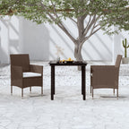 vidaXL Patio Dining Set 3 Piece with Cushions Garden Outdoor Lawn Yard Terrace Balcony Table and Chair Seat Seating Furniture Brown and Black