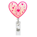 Valentine Day Badge Reel Heart Cat Retractable Badge Holder Pink Acrylic Alligator Badge Clip Valentines Day Name Tag Nurse Badg