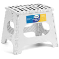 Korpai 11' Folding Step Stool For Adults And Kids Holds Up To 300 Lbs,Non-Slip Folding Stools With Portable Handle, Compact Plastic Foldable Step Stool For Bathroom,Bedroom, Kitchen,White,1Pc