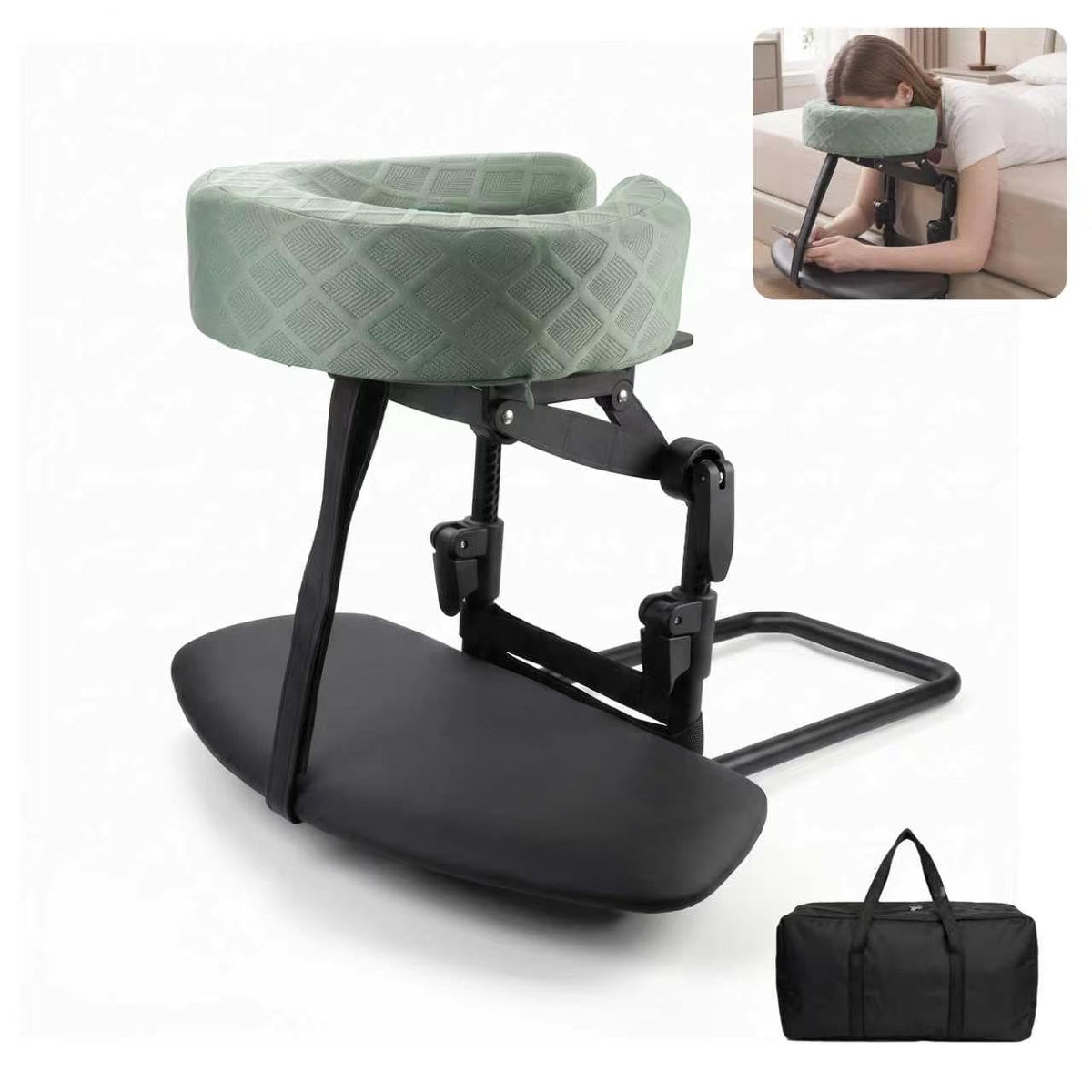 VIREVO Massage Headrest for Bed with Arm Rest, Adjustable 10.6219.68 Height & Angle Massage Face Cradle for Bed, AntiWobble Su