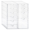 Prsildan Acrylic Drawer Makeup Organizer With 10 Drawers, Set Of 2 Office Desk Organizers Accessories, Clear Stackable Storage D
