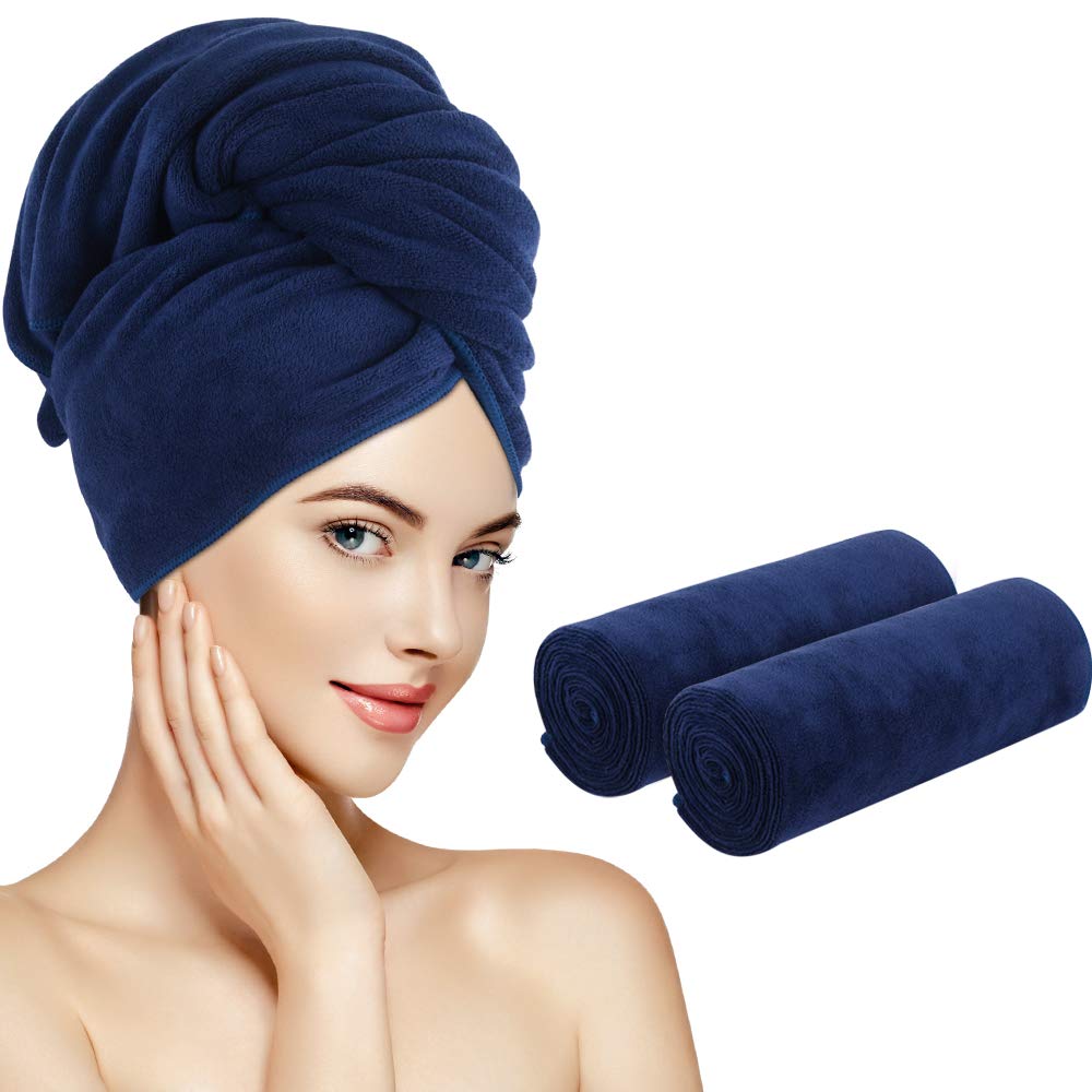 SUNLAND Microfiber Hair Towels Anti Frizz Hair Drying Towel Super Absorbent Fast Drying Turbans for Wet Curly Hair Soft Hair Tow