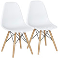 Giantex Dining Chairs Set Of 2 White, Pre Assembled Mid Century Modern Dining Chairs With Wood Legs, Armless Kitchen Chairs, Pla