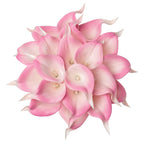 DuHouse 20Pcs Artificial Calla Lily Flower Real Touch Latex Flowers for DIY Wedding Bouquet Party Home Decor (White Pink)